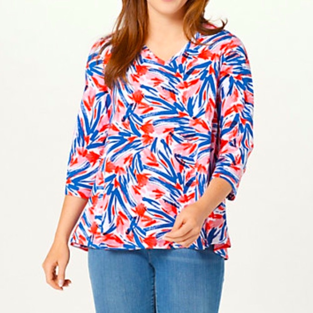 Denim & Co. Jersey 3/4 sleeve swing top NWOT